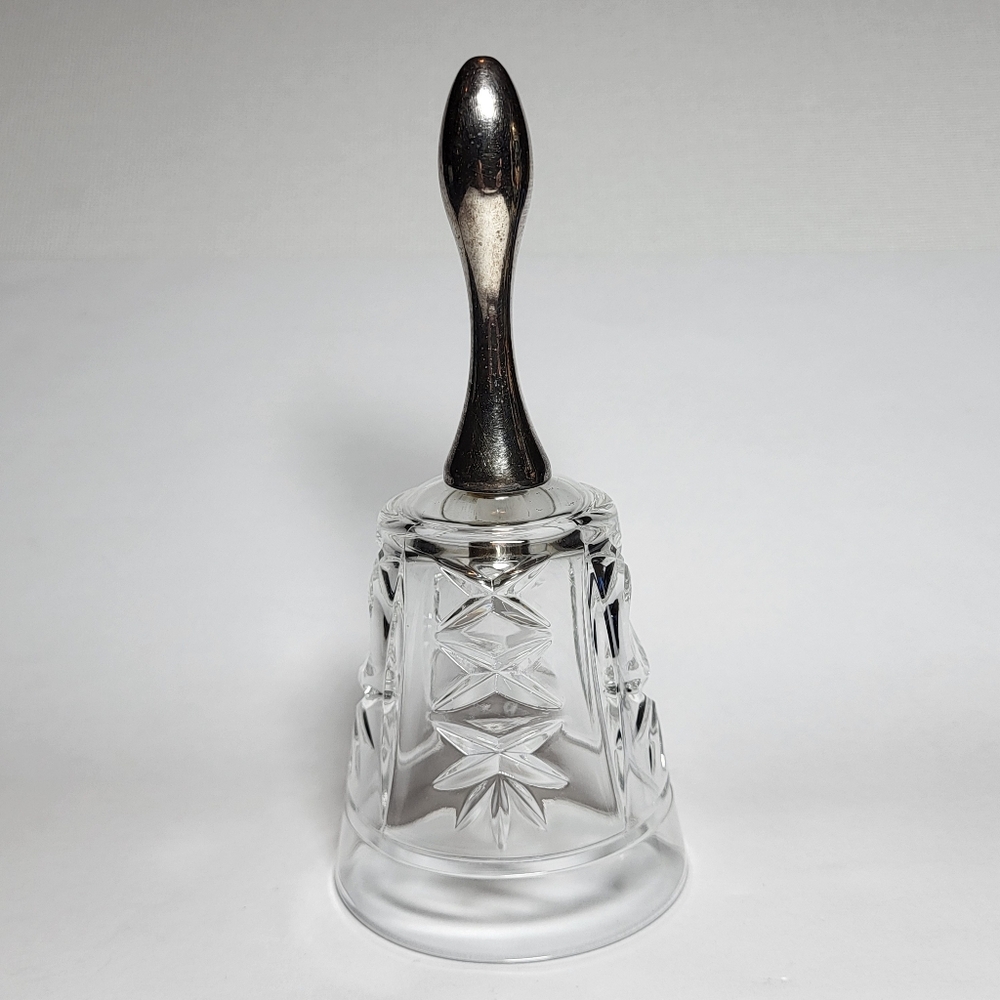 Royal Crystal Rock (RCR) 24% Lead Crystal Bell With Silver Plated Handle